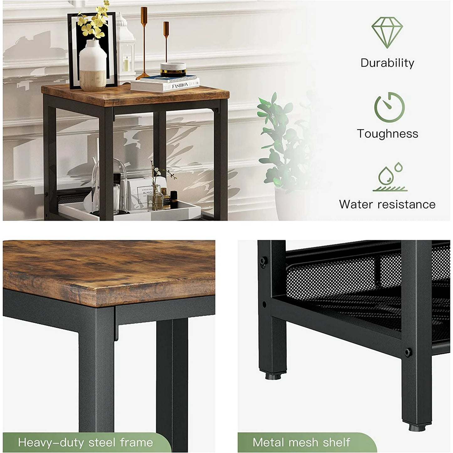 Recaceik Storage 3 Piece Modern Living Room Wooden Industrial Coffee Table Set